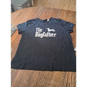 New 3XL The Dogfather Dachshund Weiner Dog Black Short Sleeve Pullover Tee Shirt